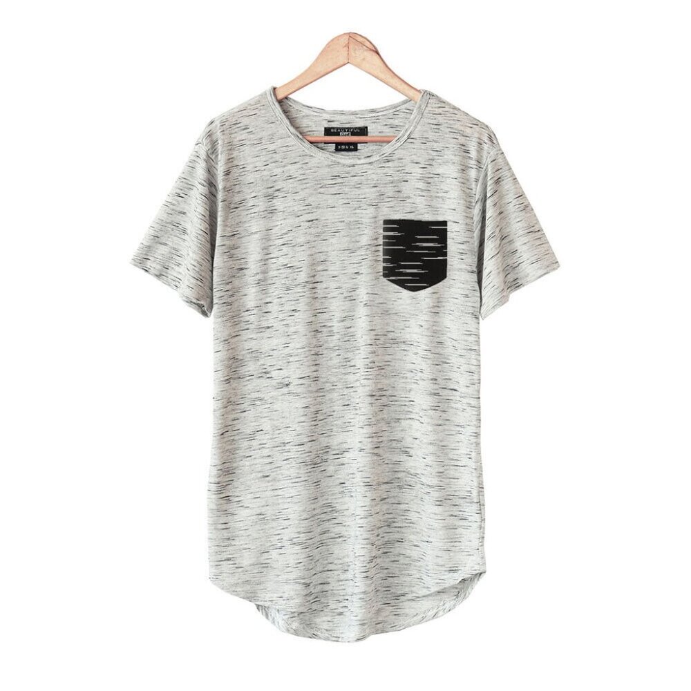 Men's Short Sleeve T-shirts with Pocket Crew Neck Tee Size M